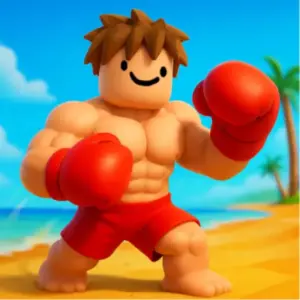 Beach Boxing Simulator gameplay showing a fighter training on a sunny beach before entering the boxing ring